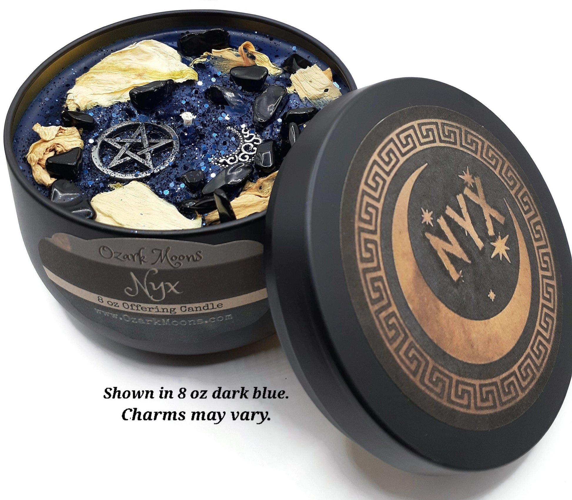 NYX 8 oz Greek Primordial Greek Goddess of the Night Soy Blend Candle - Musky Amber Amyris Sandalwood Frankincense - Witch Candles Pagan