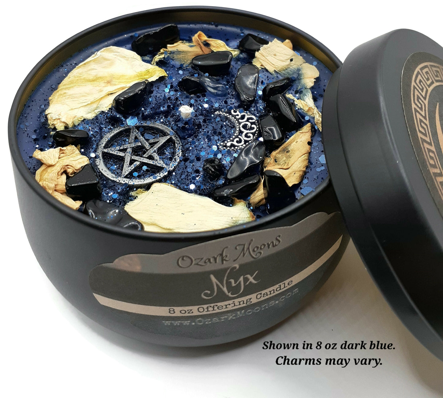 NYX 8 oz Greek Primordial Greek Goddess of the Night Soy Blend Candle - Musky Amber Amyris Sandalwood Frankincense - Witch Candles Pagan