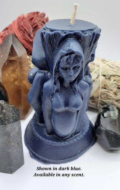 Triple Goddess Pillar Candle - Maiden, Mother, Crone - Pagan Wiccan Altar or Ritual Candles