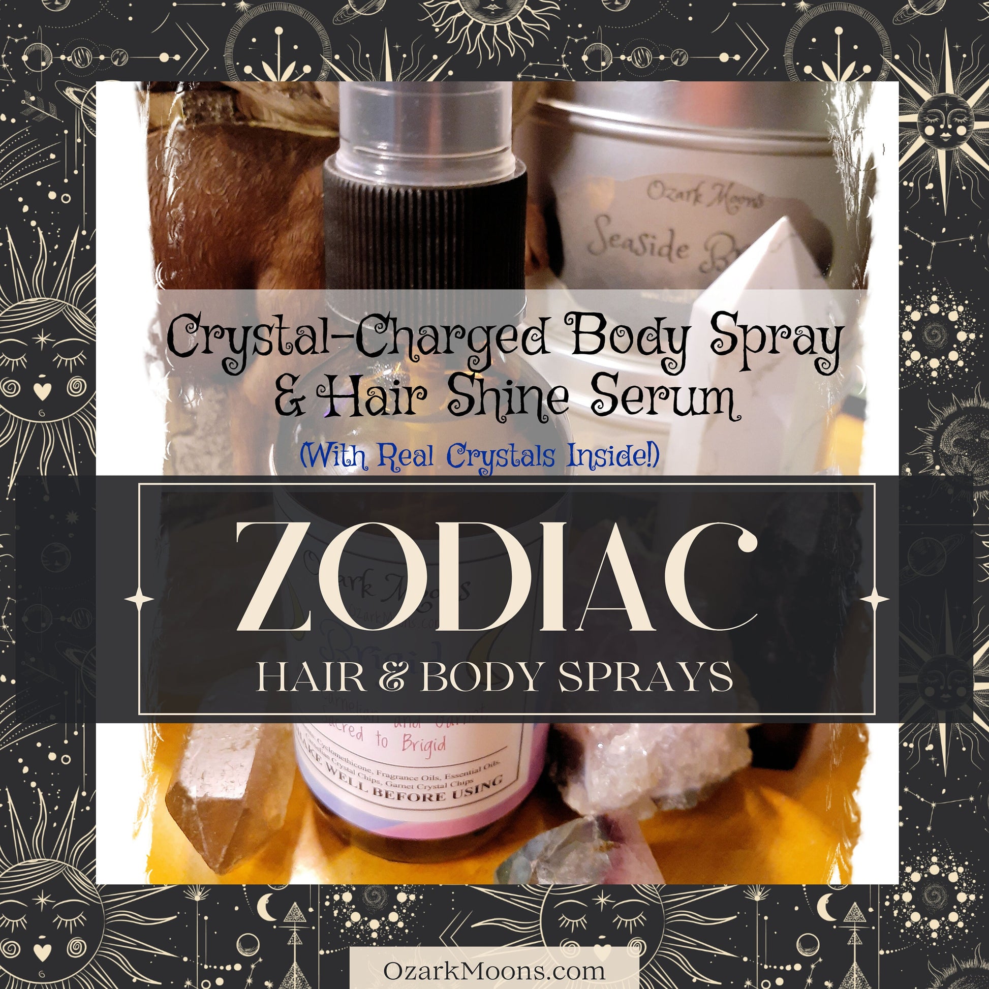 ZODIAC Crystal Charged Body Spray and Leave-In Hair Shine/Detangler In Choice of Scent Perfume Oil Sprays