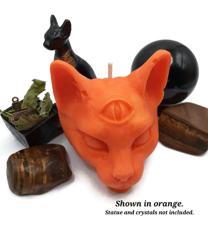 Bast Bastest Cat Head Pillar Candle - Egyptian Goddess of Protection and Cats - Customizable Pagan Wiccan Altar or Ritual Candles